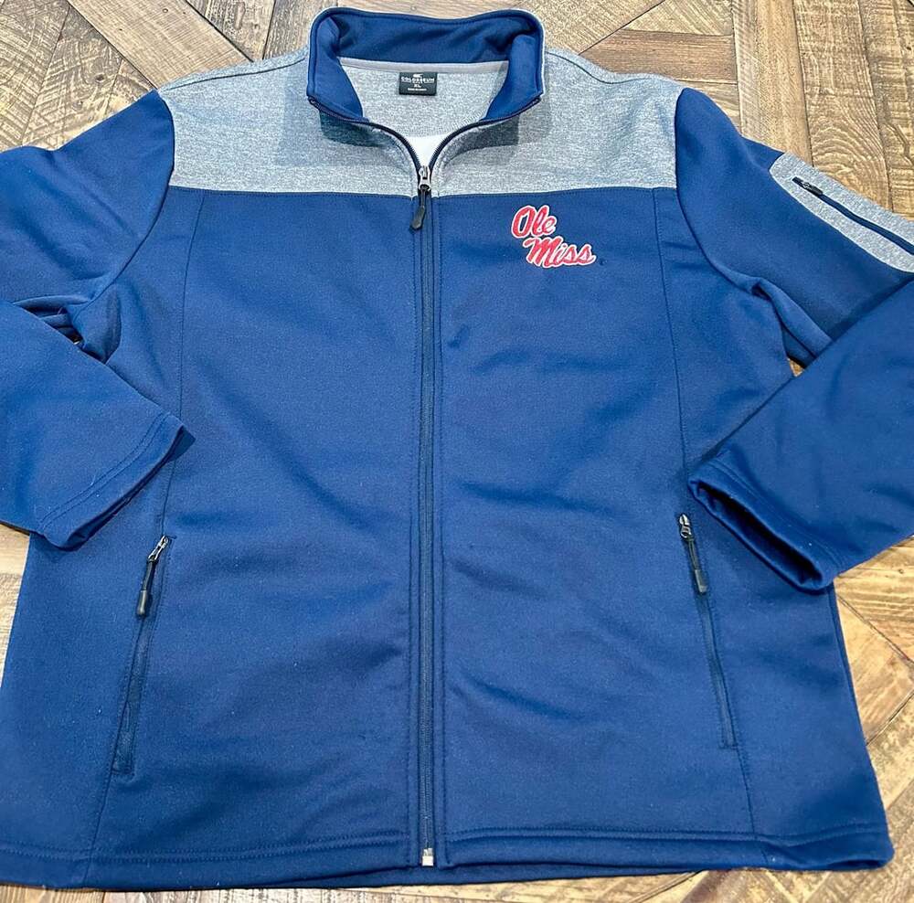 Colosseum Ole Miss Rebels Guard Full-Zip Jacket Size XL Blue Gray